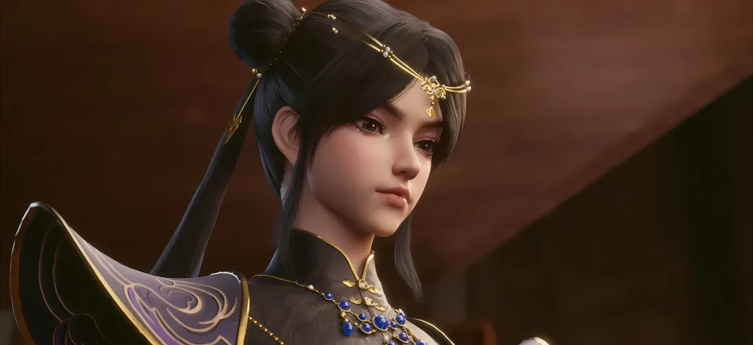 4k国漫女神壁纸｜古风背景图片 - 黑金紫古风服饰「哲风壁纸」