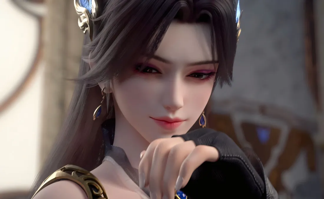 4k国漫女神壁纸｜古风背景图片 - 红唇耳饰「哲风壁纸」