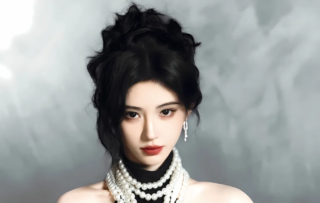 2k鞠婧祎壁纸｜珍珠项链背景图 - 公主发型「哲风壁纸」