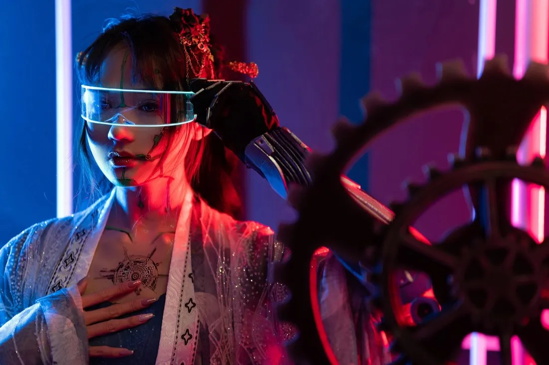 赛博朋克古风手机壁纸｜未来机器背景图片 - 科技眼镜「哲风壁纸」