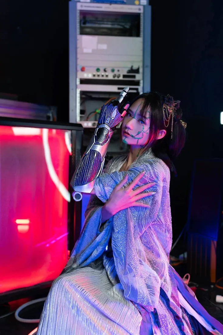 赛博朋克人物手机壁纸｜未来科技背景 - 机器「哲风壁纸」