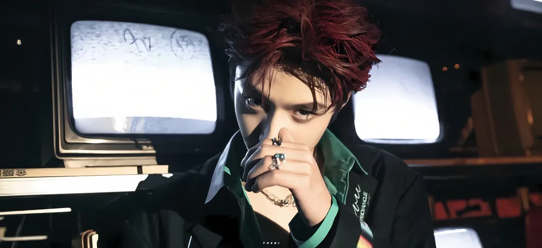 5k朱志鑫壁纸｜暗黑背景图片 - 红发酷帅「哲风壁纸」