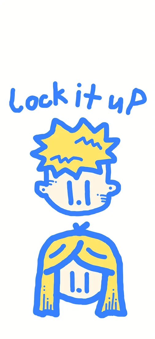 卡通情侣手机壁纸｜简笔画背景图片 - Lock it up「哲风壁纸」