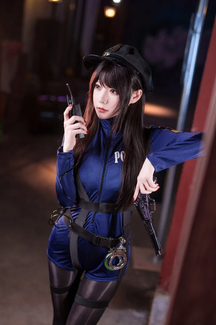 女警手机壁纸｜工业区夜景背景图片 - 黑丝制服「哲风壁纸」