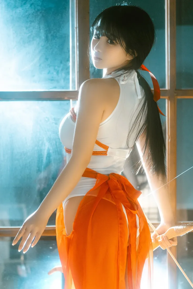 cosplay手机壁纸｜室内背景图片 - 白衣橙裙长发「哲风壁纸」