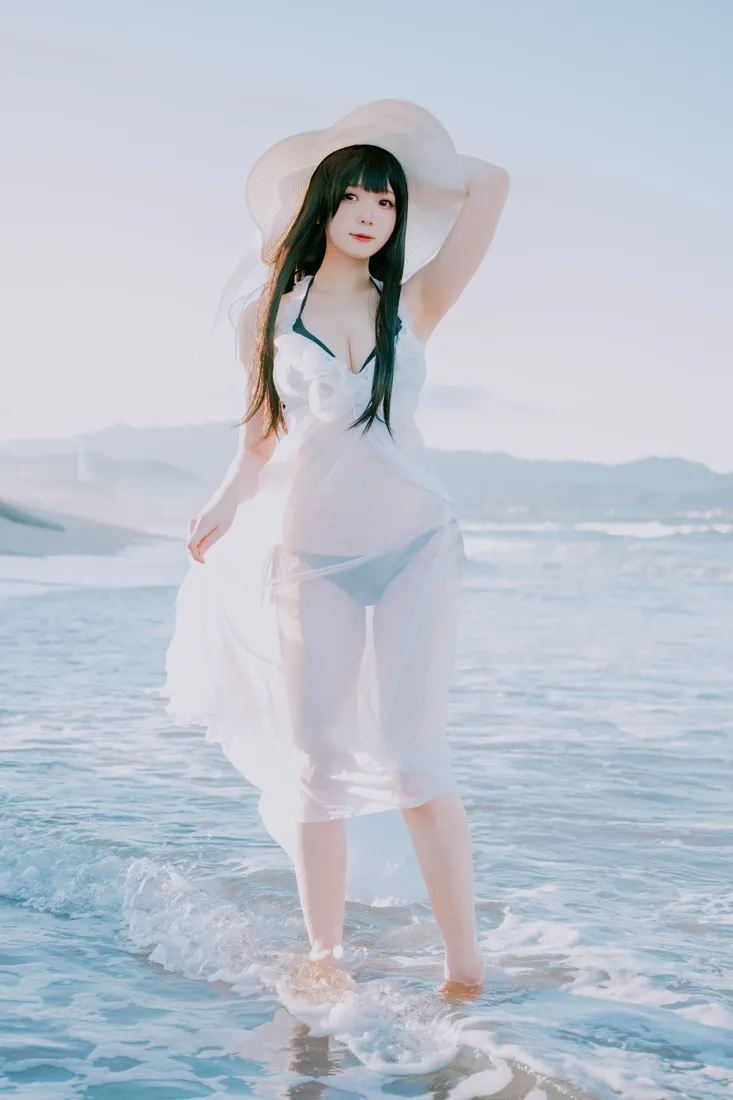 白衣女孩手机壁纸｜海边背景图片 - 夏日海滨风景「哲风壁纸」