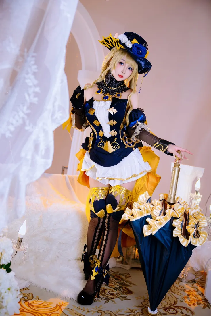公主cosplay手机壁纸｜华丽服饰背景图片 - 黄黑配色「哲风壁纸」