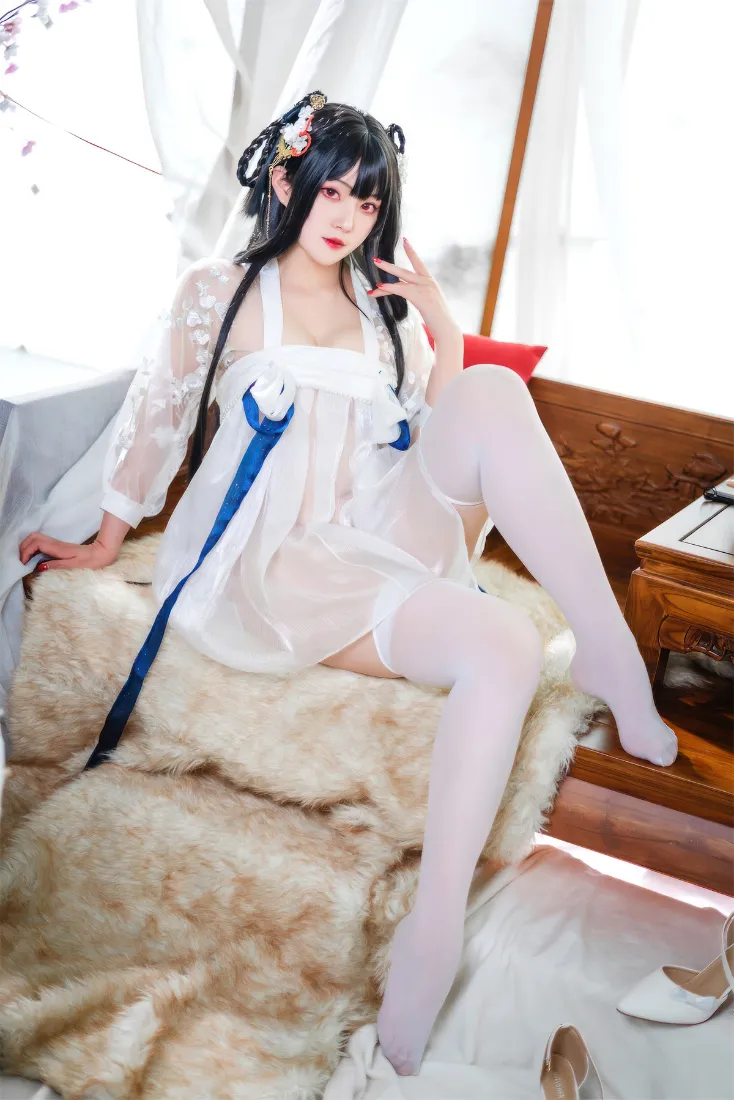 古风cosplay手机壁纸｜白色背景图片 - 白色丝袜「哲风壁纸」