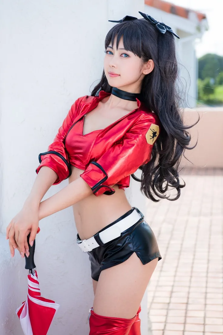 远坂凛手机壁纸｜户外背景图片 - 红色cosplay「哲风壁纸」