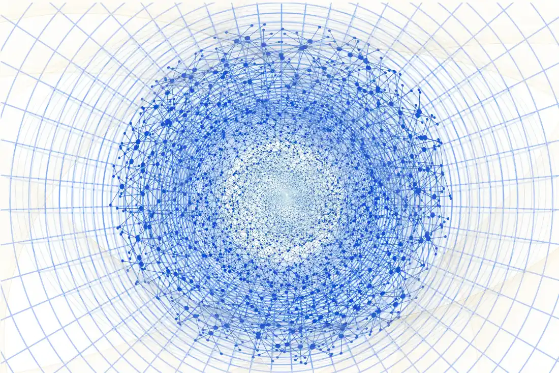 6k科技感壁纸｜蓝色粒子背景图片 - 流转网格「哲风壁纸」