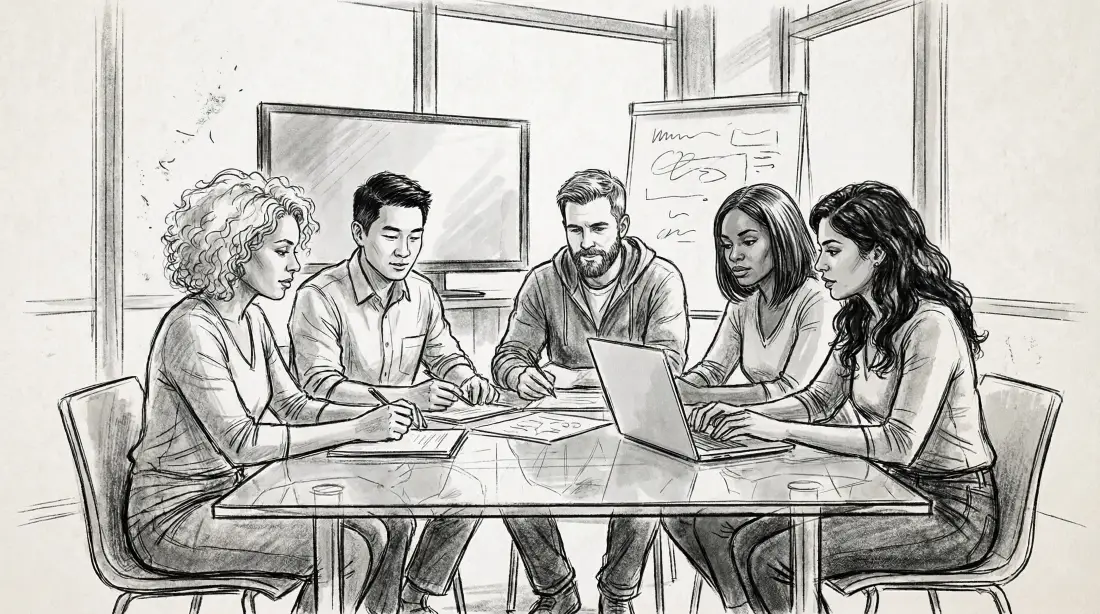 6k素描办公室壁纸｜会议场景背景 - 团队协作「哲风壁纸」