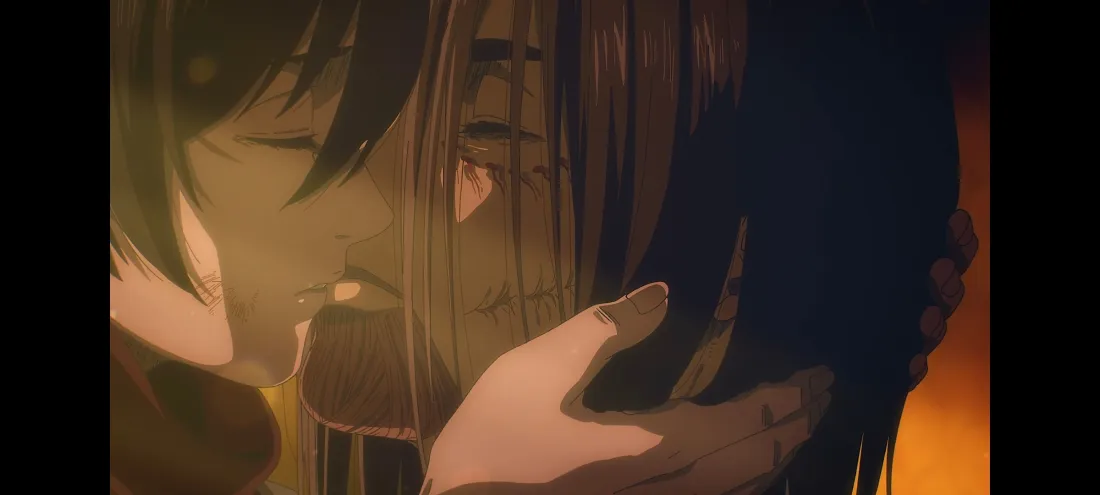 2k动漫情侣接吻壁纸｜暖黄背景 - 亲密互动「哲风壁纸」