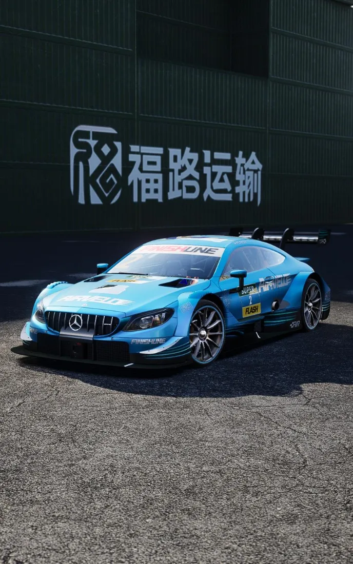 极品飞车·集结手机壁纸｜奔驰赛车背景图片 - 蓝色跑车「哲风壁纸」