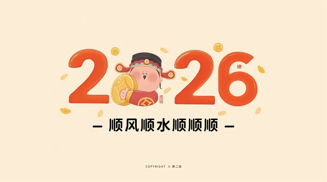5k财神2026壁纸｜顺风顺水背景 - 喜庆插画「哲风壁纸」