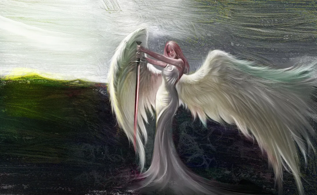天使手机壁纸｜彩铅画背景图片 - 天使圣剑「哲风壁纸」