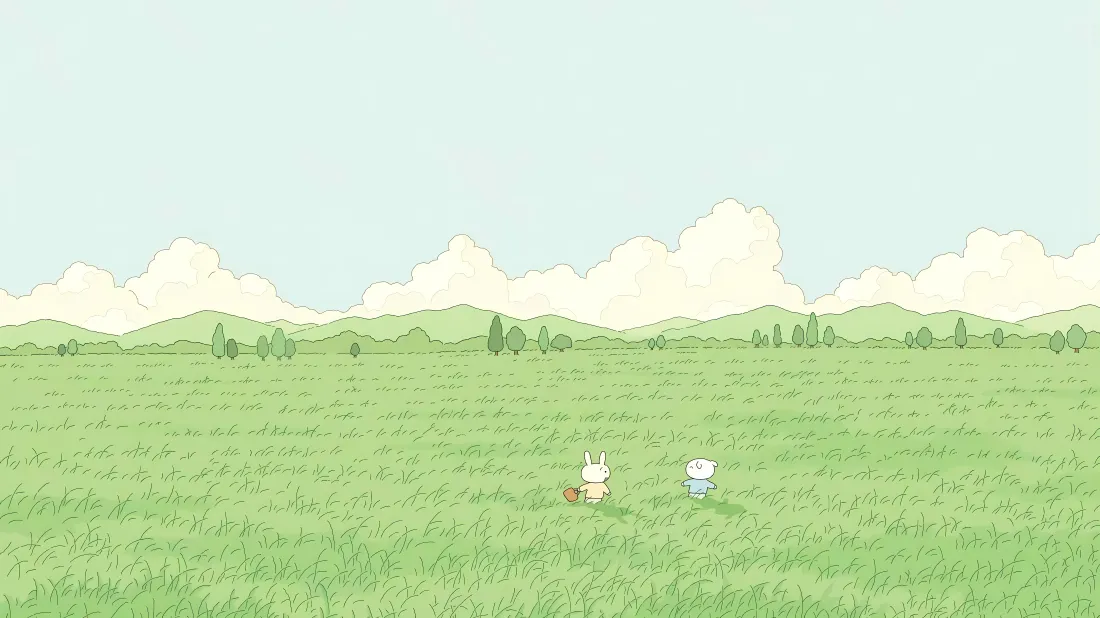 8k（卡通角色草原壁纸｜动漫背景图片 - 清新绿草地）「哲风壁纸」