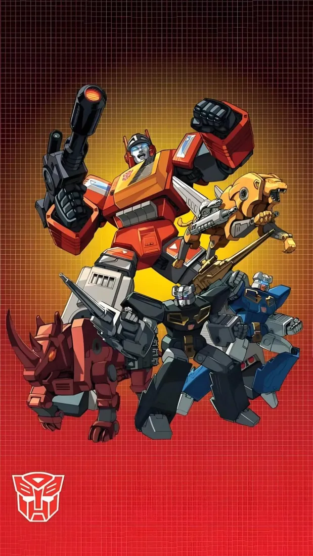 变形金刚G1手机壁纸｜红色背景图片 - 机器人机甲「哲风壁纸」