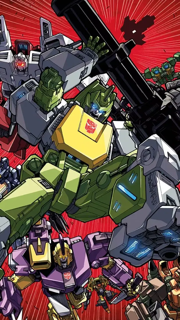 变形金刚G1手机壁纸｜红色背景图 - 机械人战斗「哲风壁纸」