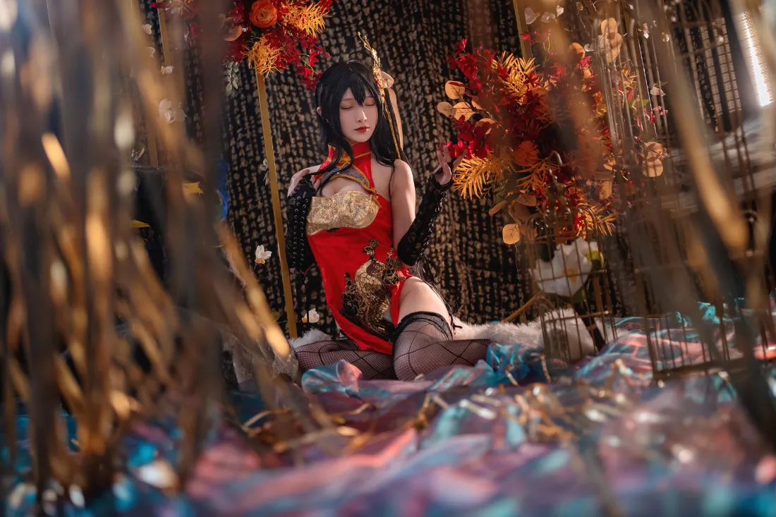 2k古风红衣美女壁纸｜华丽背景图片 - cosplay「哲风壁纸」