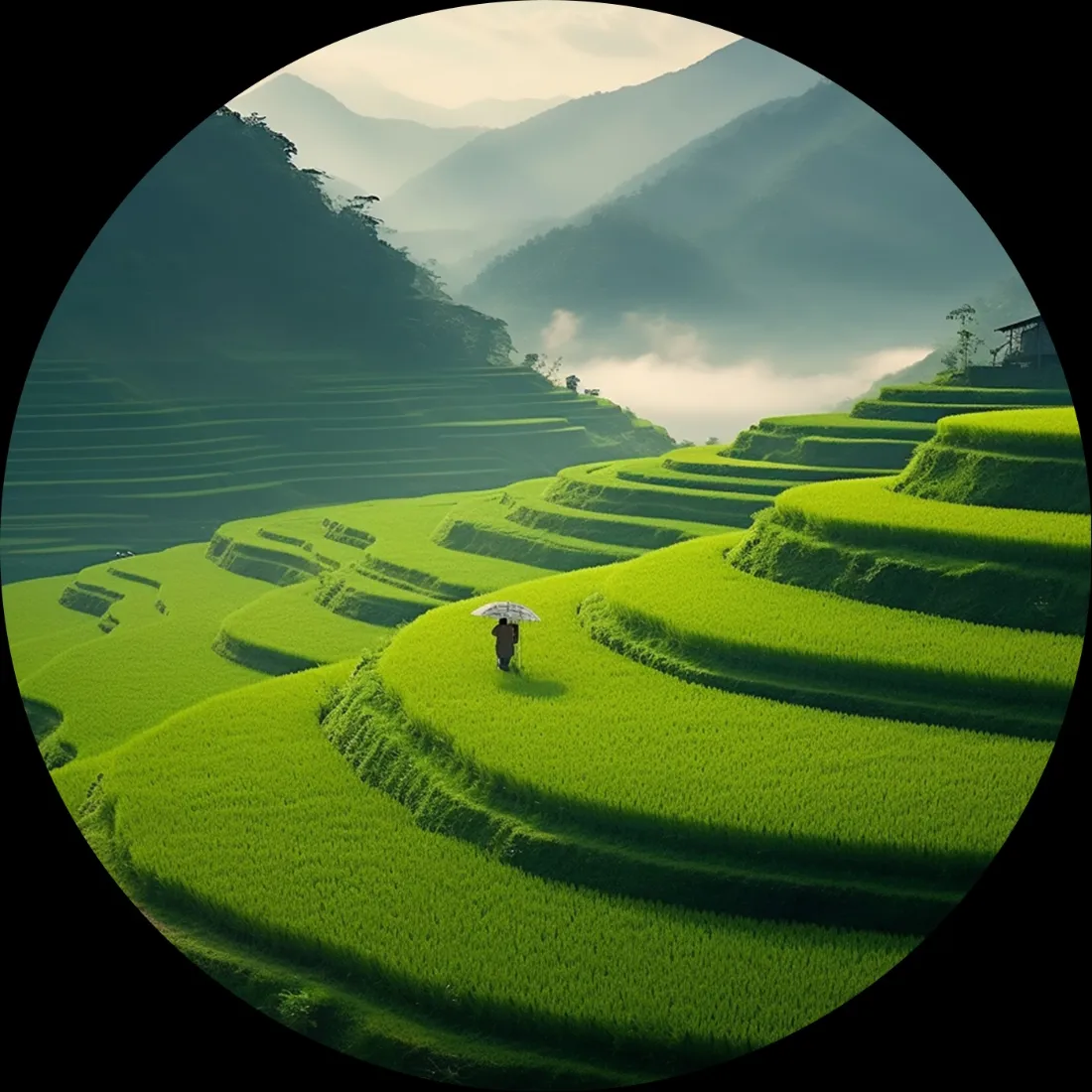 梯田手机壁纸｜绿色背景图片 - 田园山水风景「哲风壁纸」