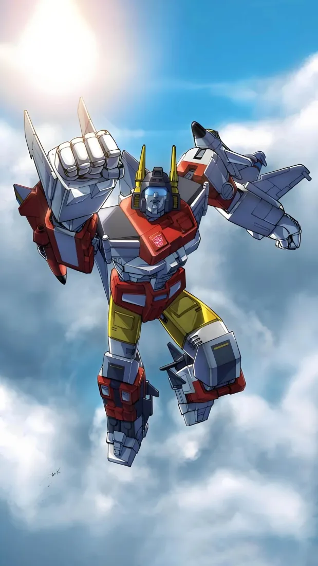 变形金刚G1手机壁纸｜蓝天云朵背景图片 - 科幻机甲「哲风壁纸」