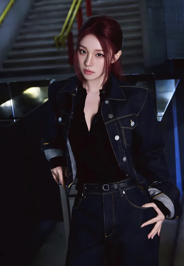 宋雨琦手机壁纸｜暗黑背景图片 - 酷帅牛仔穿搭「哲风壁纸」