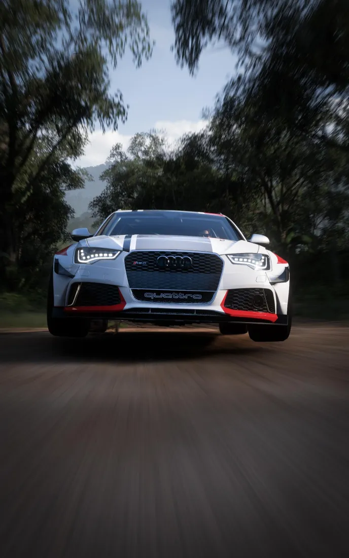 奥迪拉力赛车手机壁纸｜树林背景图片 - 户外竞速「哲风壁纸」