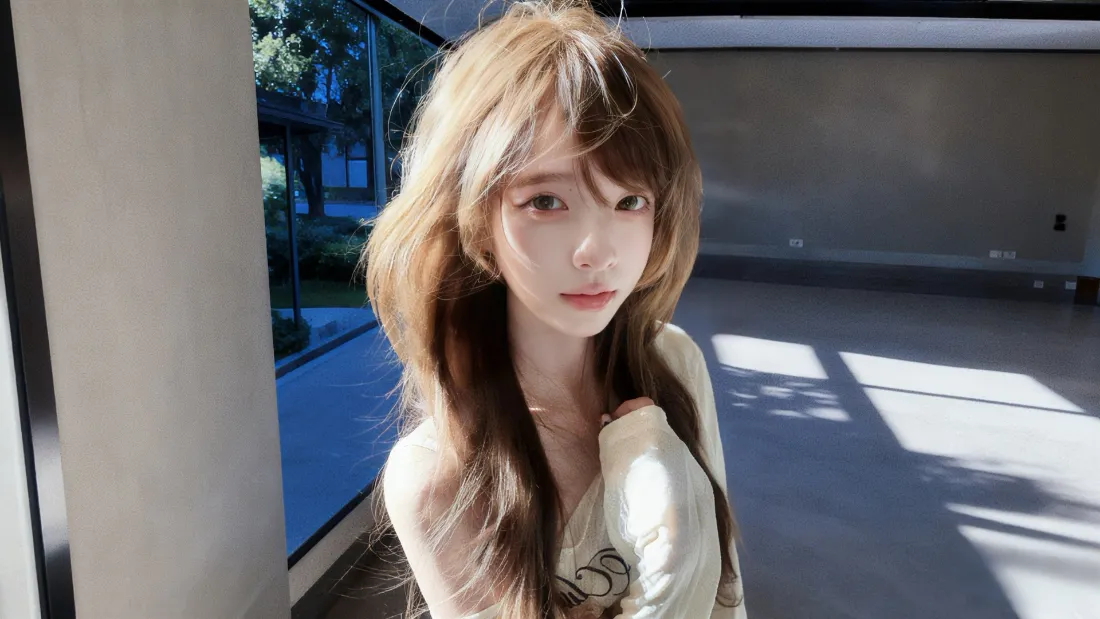 2k长发美女壁纸｜窗边光痕背景图片 - 明媚「哲风壁纸」