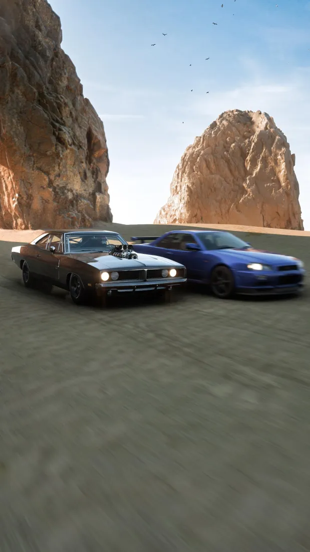 汽车手机壁纸｜岩石地平线背景 - 美系日系车「哲风壁纸」