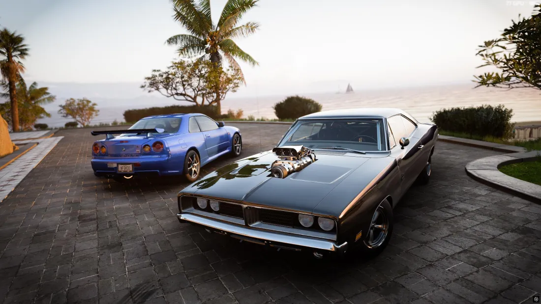 3k美系车日系车壁纸｜海边背景 - 跑车棕榈树「哲风壁纸」