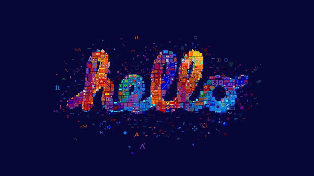 5k像素艺术壁纸｜深蓝色背景图片 - hello「哲风壁纸」