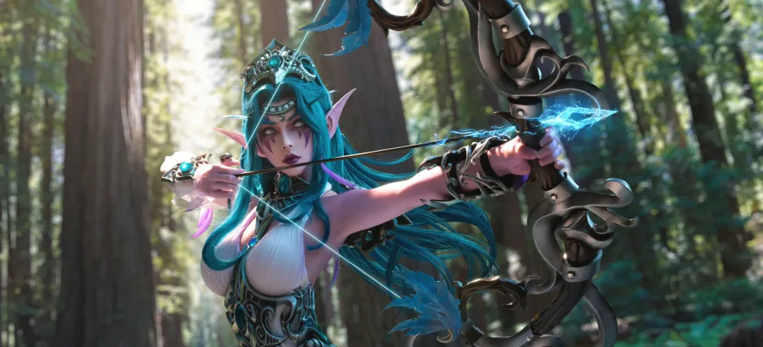 2k泰兰德魔兽cosplay壁纸｜森林背景图片 - 暗夜精灵「哲风壁纸」