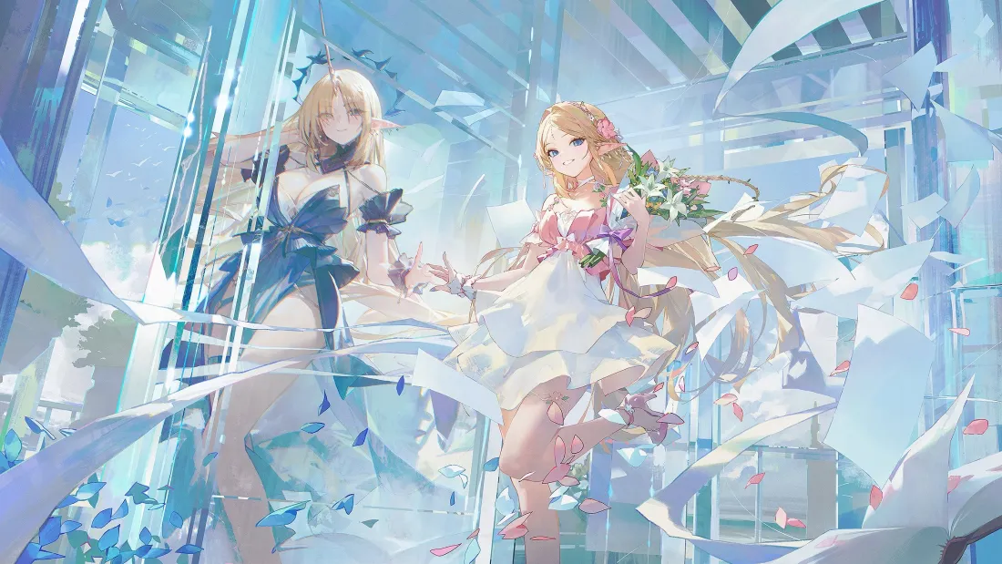 3k二次元美女壁纸｜蓝色背景图片 - 动漫少女「哲风壁纸」