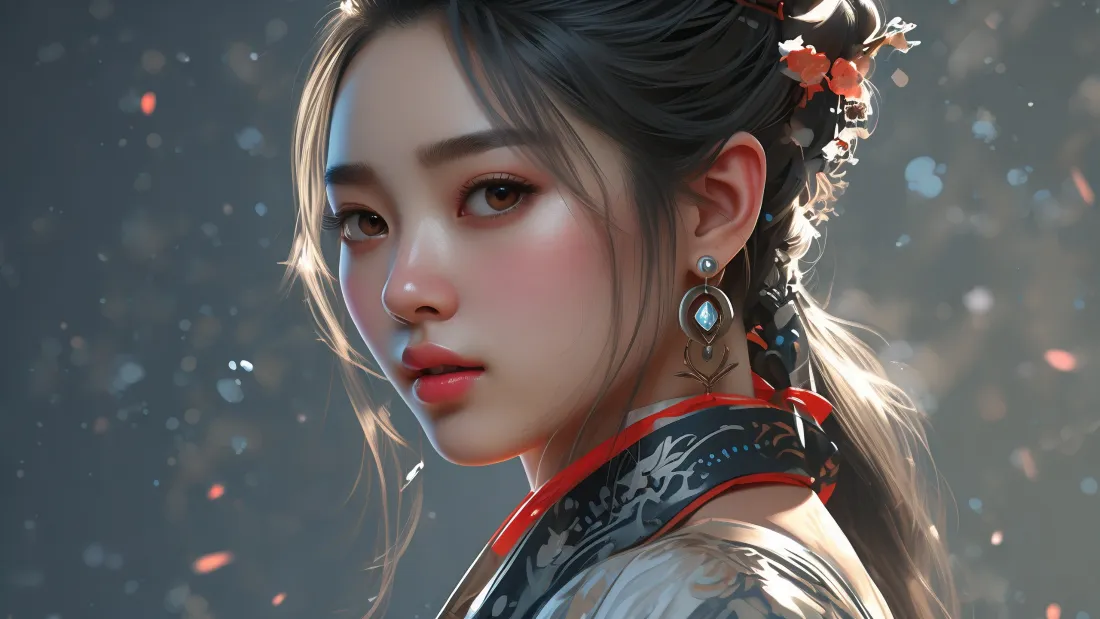 3k红衣古装美女壁纸｜古风背景图片 - 汉服民族红「哲风壁纸」