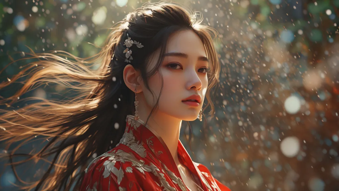 3k红衣汉服美女壁纸｜古风背景 - 东方美学「哲风壁纸」