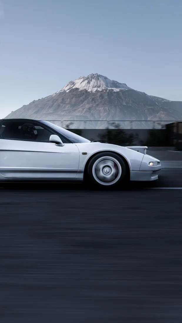 本田地平线手机壁纸｜日系车背景图片 - 白色跑车山景「哲风壁纸」