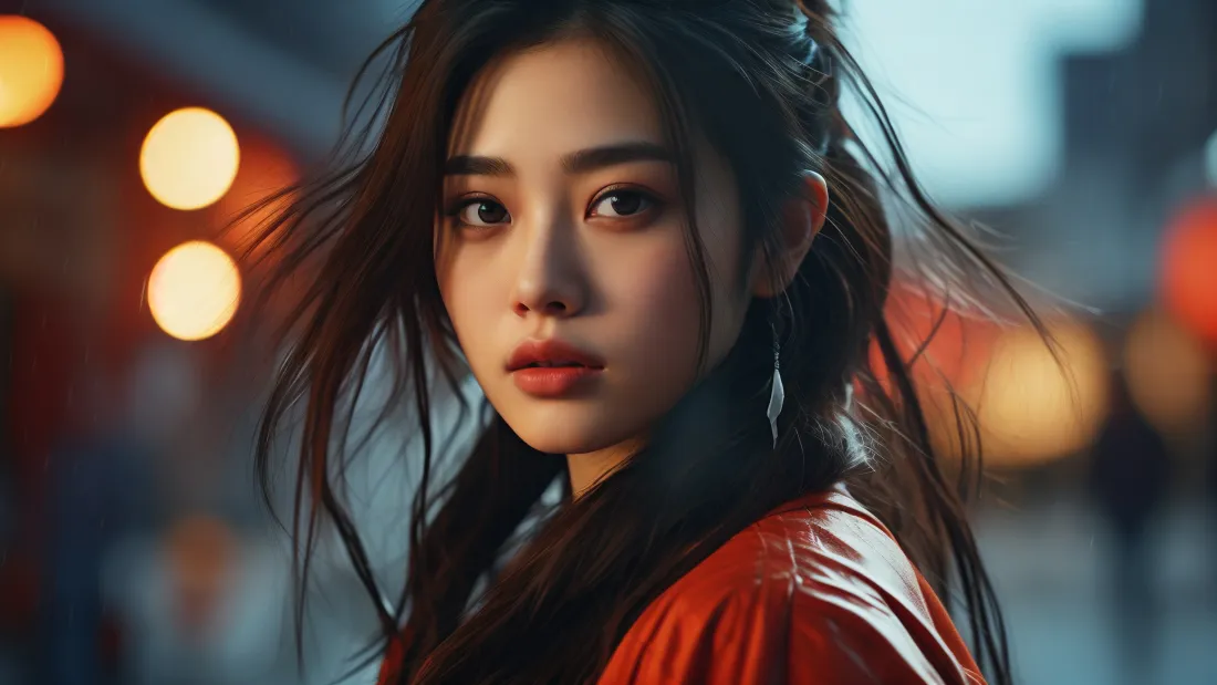 3kAI古装美女壁纸｜古风夜景背景图片 - 红衣美人「哲风壁纸」