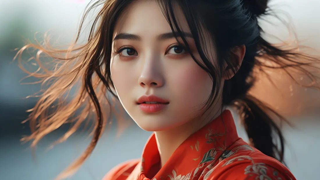 3kAI古装美女壁纸｜红衣古装背景图片 - 魅力迷人「哲风壁纸」