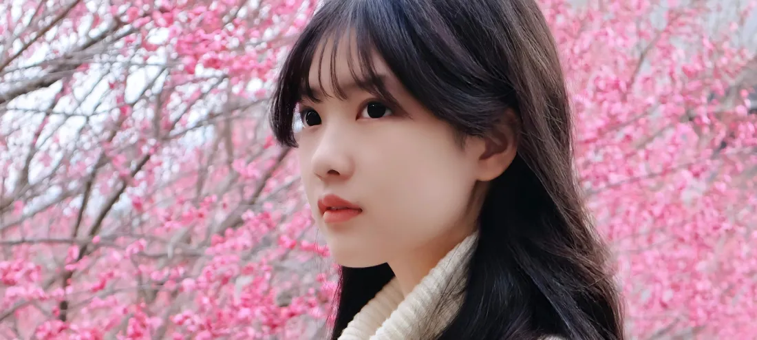 4k樱花美女壁纸｜粉色樱花背景 - 清纯长发女生「哲风壁纸」