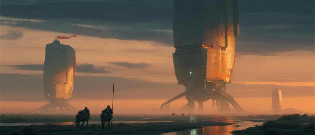 5k科幻机械黄昏壁纸｜21:9背景图片 - 游戏概念「哲风壁纸」