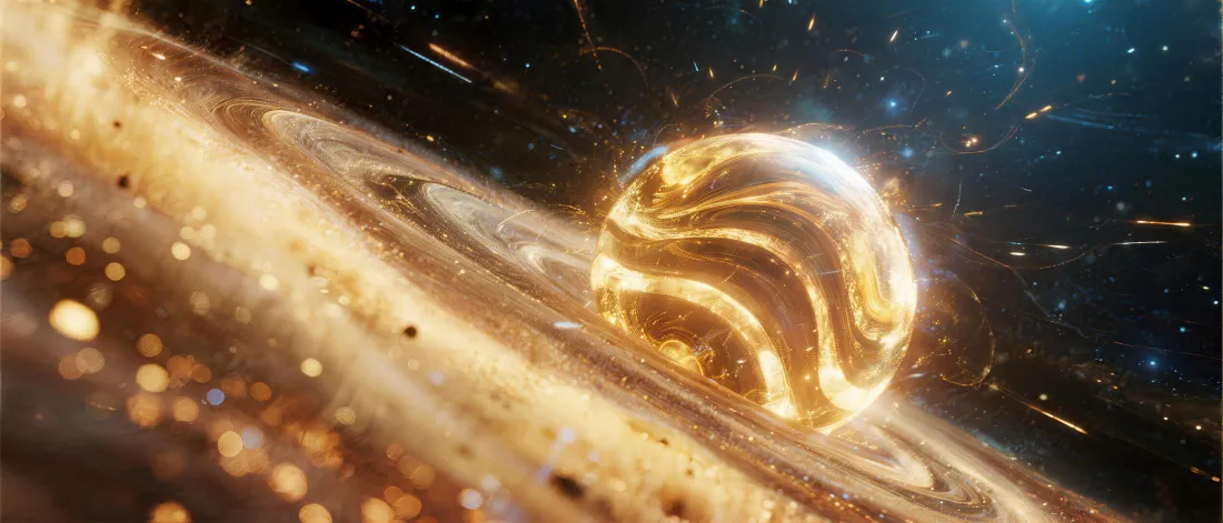 5k金色星球壁纸｜宇宙背景图 - 科幻星云21:9「哲风壁纸」