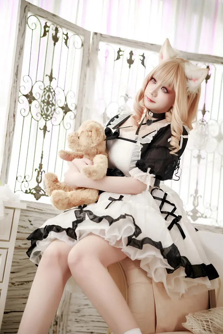 洛丽塔手机壁纸｜居家背景图 - 泰迪熊萌系女孩「哲风壁纸」