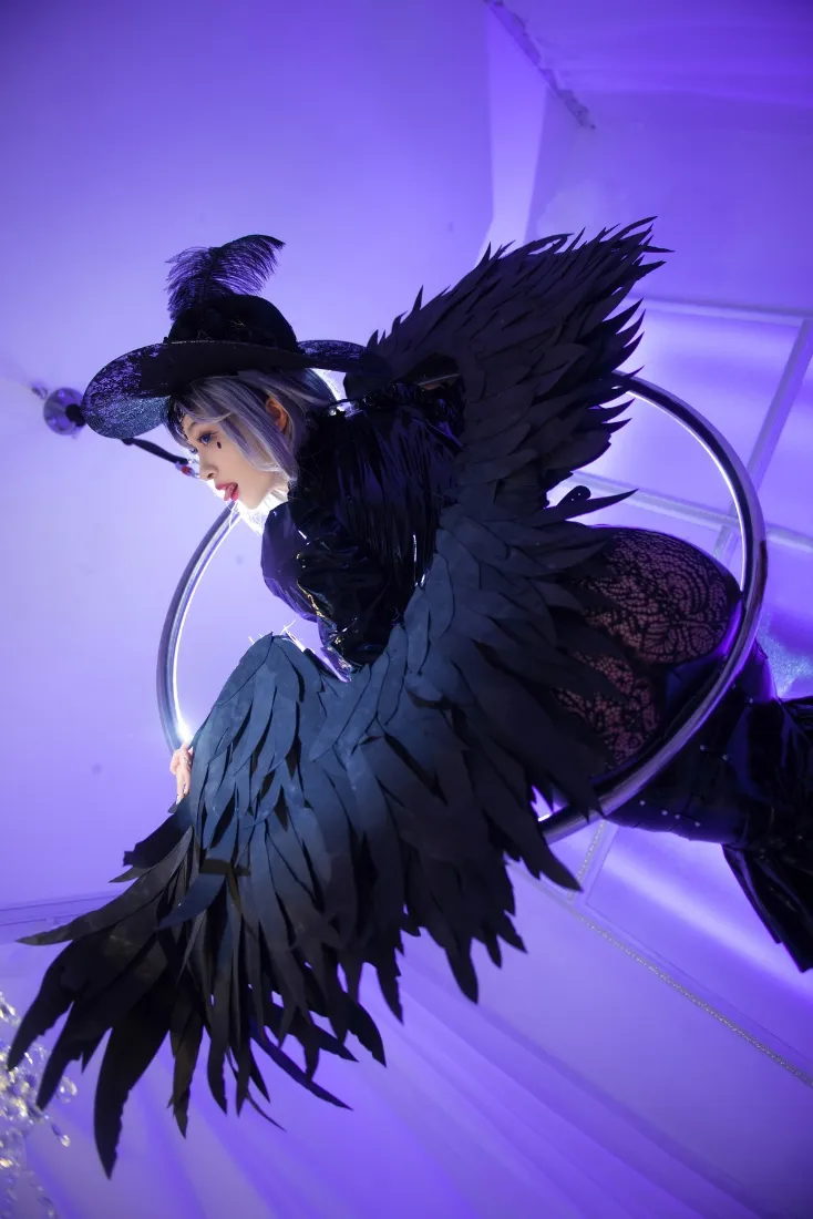 黑天使手机壁纸｜紫色背景图片 - 黑翅膀奇幻角色「哲风壁纸」