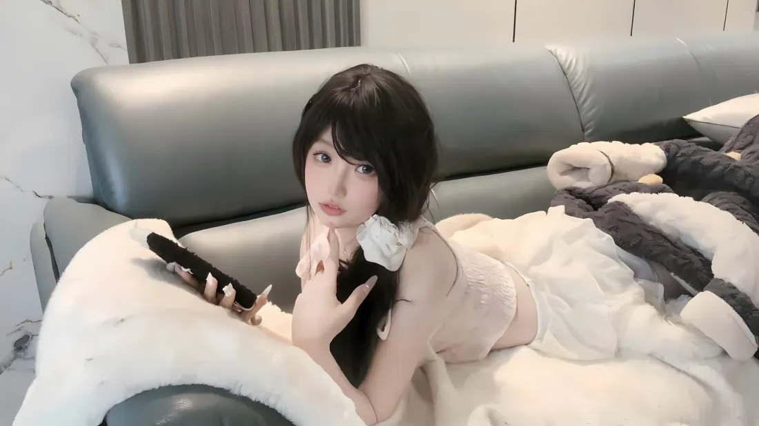 2k二次元美女壁纸｜灰色沙发背景 - 甜美可爱「哲风壁纸」