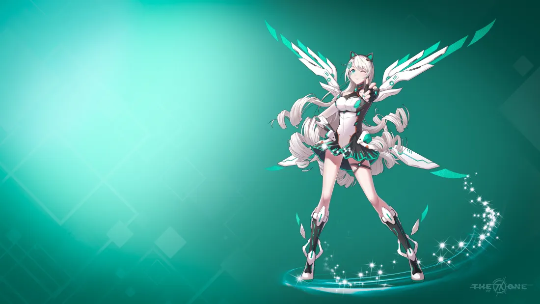 5k天选姬壁纸｜绿色背景图片 - 机甲少女「哲风壁纸」