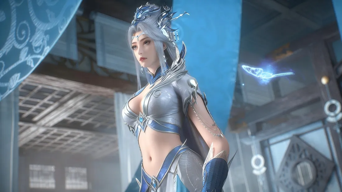 3k宁雨蝶壁纸｜百炼成神背景图片 - 银蓝服饰「哲风壁纸」