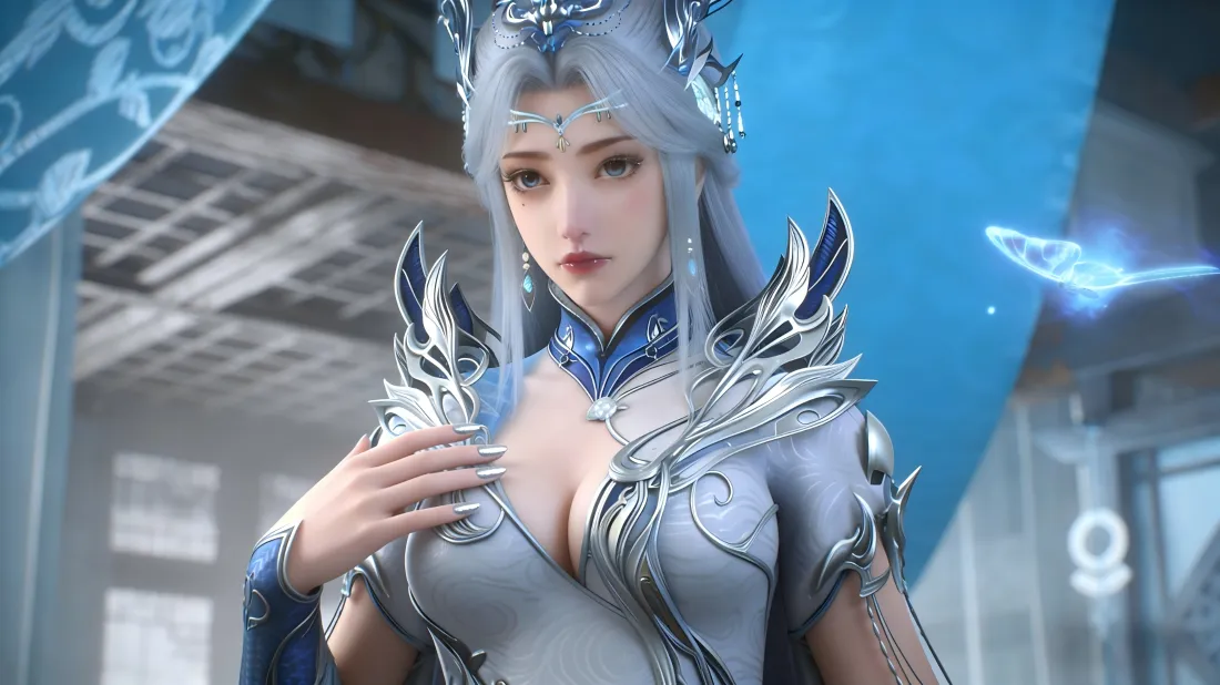 3k宁雨蝶壁纸｜百炼成神背景图 - 银色铠甲「哲风壁纸」