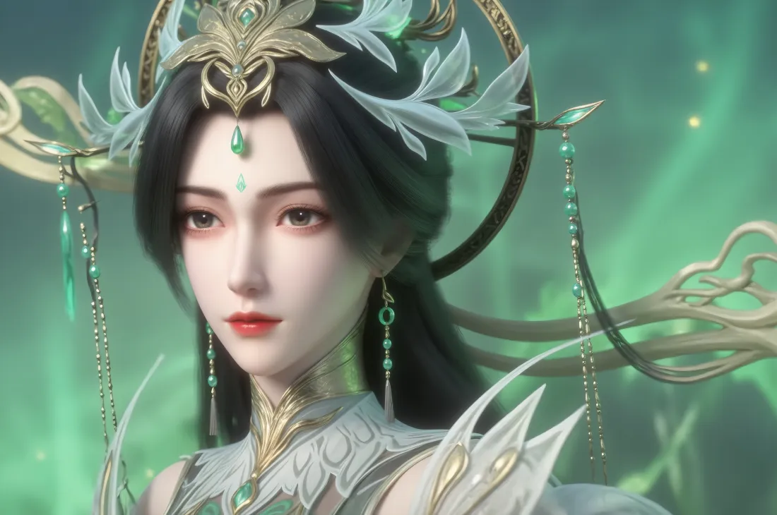 4k柳神壁纸｜绿背景图片 - 完美世界国漫女神「哲风壁纸」