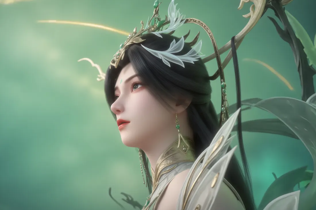 4k柳神壁纸｜绿色背景 - 完美世界国漫女神「哲风壁纸」