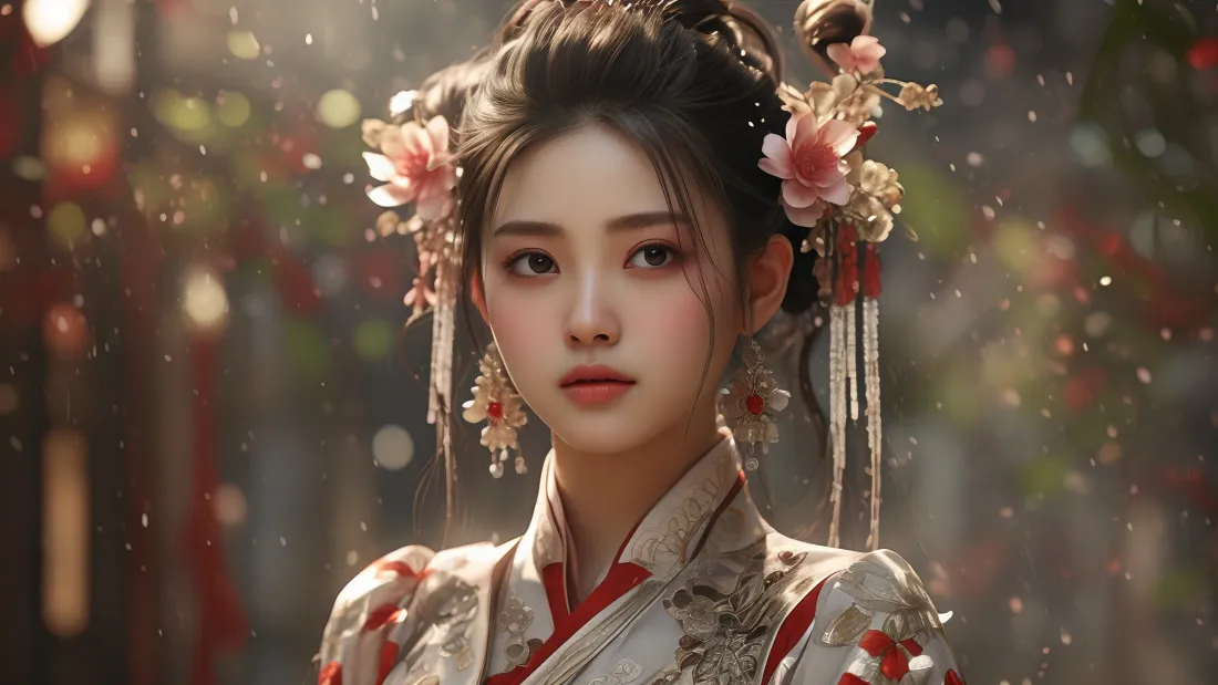 3k古装美女壁纸｜古风背景图片 - 汉服AI美女「哲风壁纸」